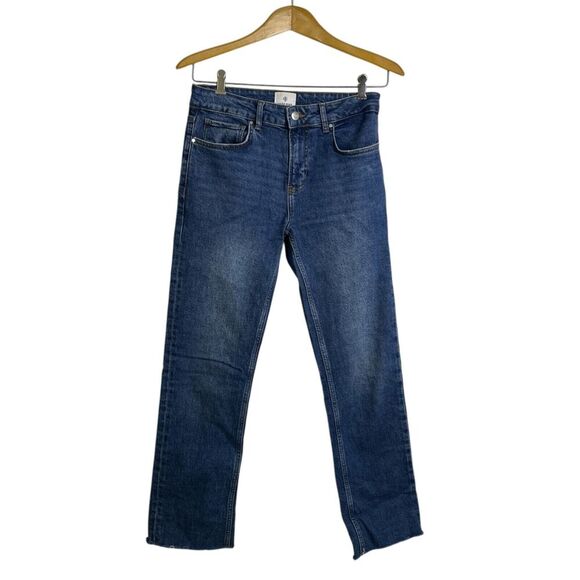 Anine Bing Enzo Jeans 27 Womens Slim Straight Distressed Raw Hem Split Cotton - Picture 1 of 14